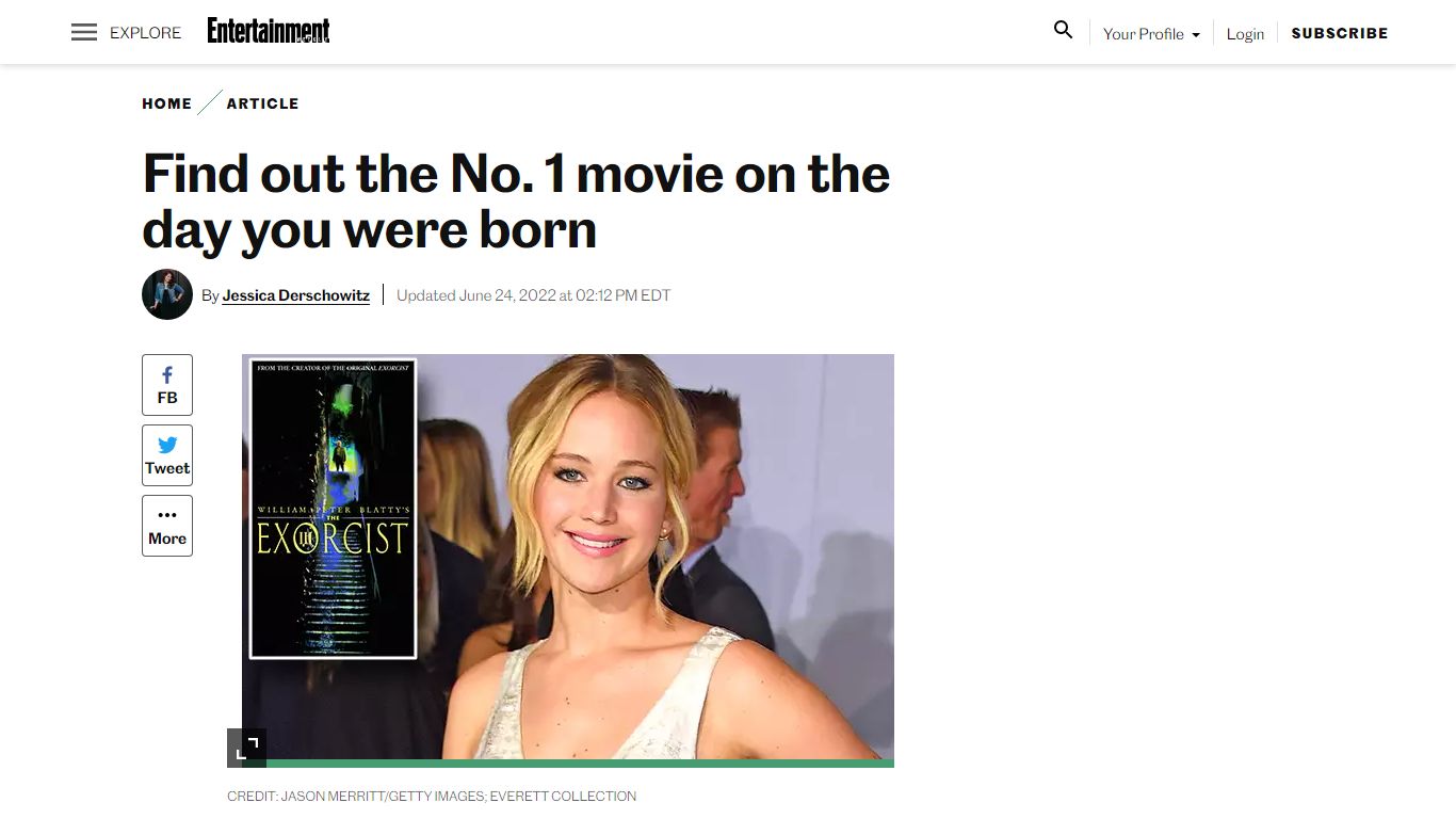 Find out the No. 1 movie on the day you were born | EW.com