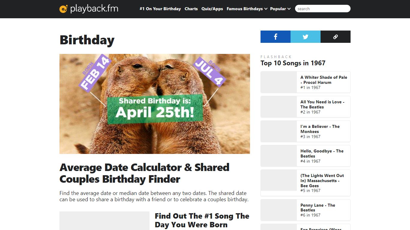 Pop Culture #1 on Your Birthday | Playback.fm